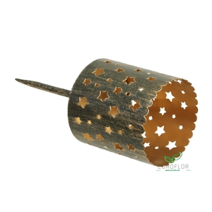 CANDLE HOLDER METAL WITH PIN GREEN D6 H13CM