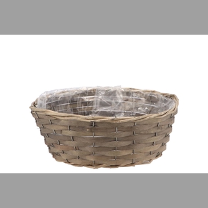 Wicker Bowl Basket Round Grey 30x12cm