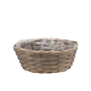 Wicker Bowl Basket Round Grey 30x12cm