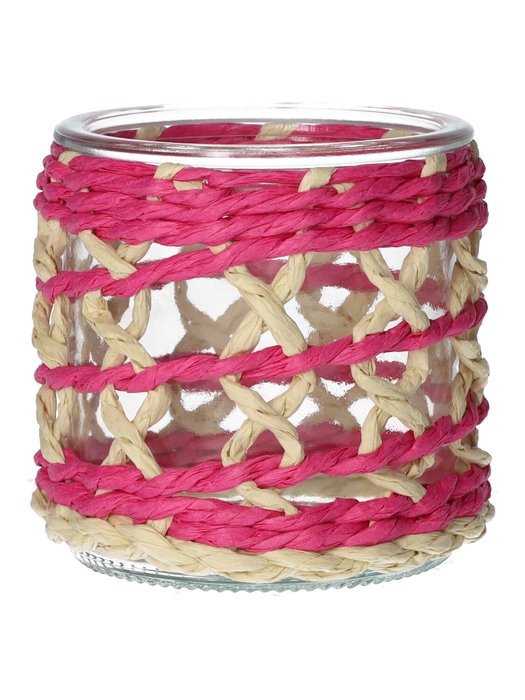 <h4>DF02-740485000 - Candle holder Vina d7.8/8.5xh8 fuchsia/natural</h4>