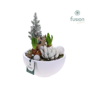 Schaal keramiek Moon Medium wit Kerst met Arrangement