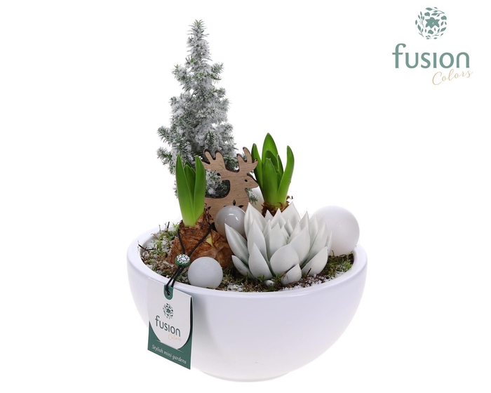<h4>Schaal keramiek Moon Medium wit Kerst met Arrangement</h4>