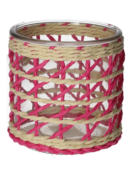 <h4>DF01-740485800 - Candle holder Vina1 d12xh11.8 fuchsia/natural</h4>
