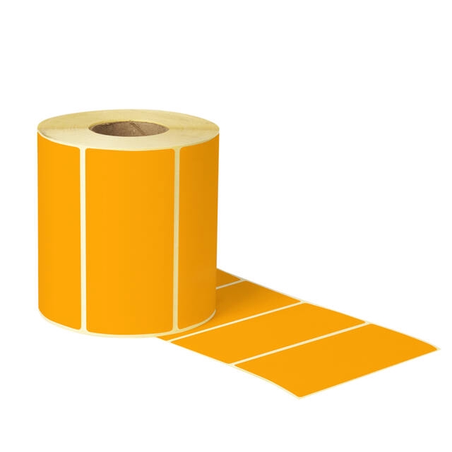 Stickers 100x48mm volvlak fluor-oranje rol 1000st