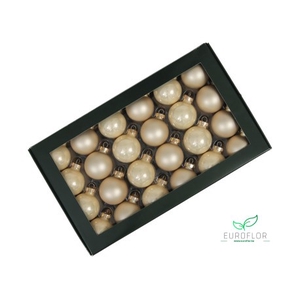 KERSTBAL GLASS 40MM 48PCS CHAMPAGNE COMBI