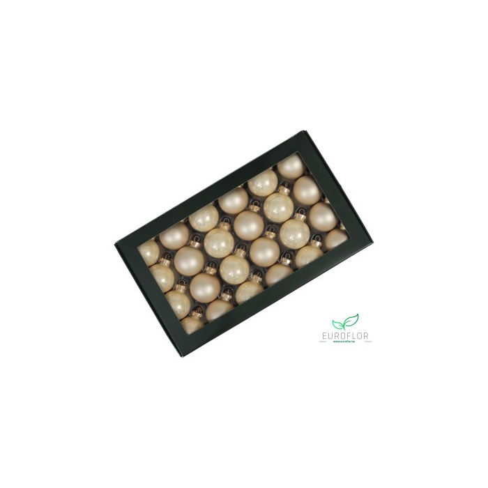 <h4>KERSTBAL GLASS 40MM 48PCS CHAMPAGNE COMBI</h4>