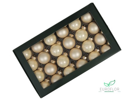 KERSTBAL GLASS 40MM 48PCS CHAMPAGNE COMBI
