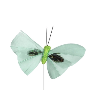 Pick Butterfly 6x10cm+12cm wire 48pcs green