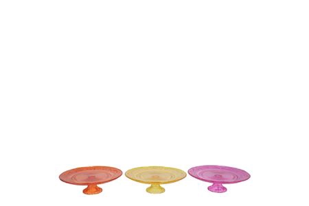 <h4>Dayah Orange Mix Glass Plate On Foot 15x8cm Ass P/</h4>