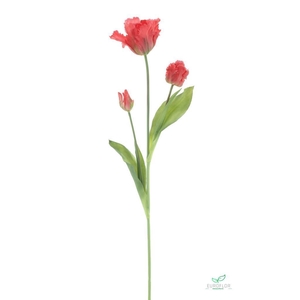 SILK FLOWERS - PARROT TULIP SPRAY SALLY RED 71CM