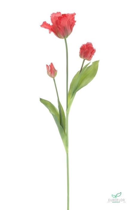 SILK FLOWERS - PARROT TULIP SPRAY SALLY RED 71CM