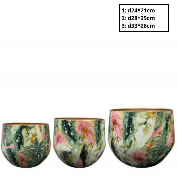 <h4>Metaal Monstera pot S/3 d33*28cm</h4>