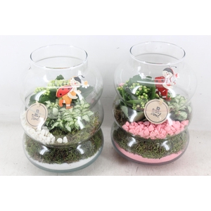 arr2 PL - Glas ringvaas - roze/wit