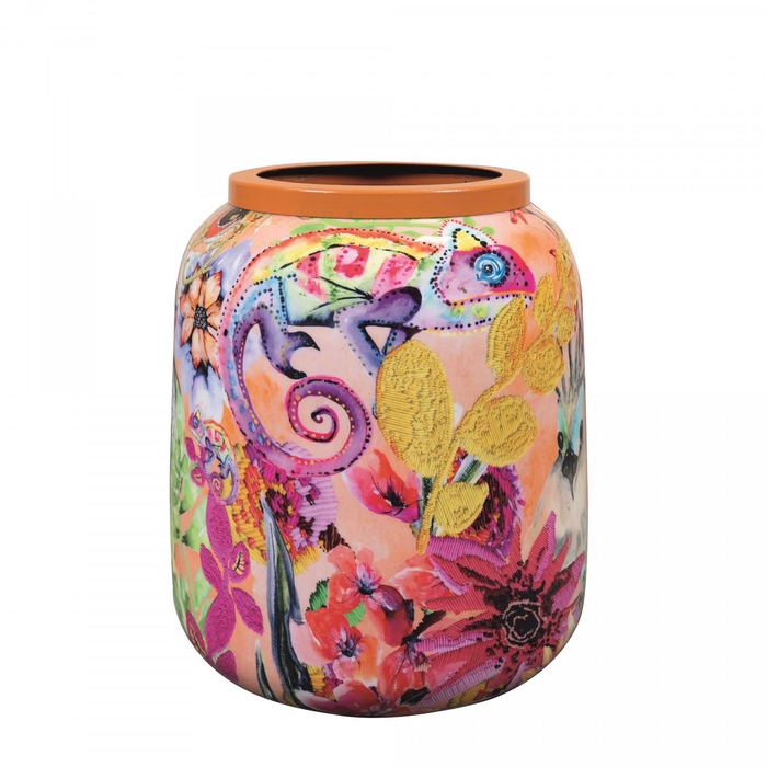<h4>Metal Tropical vase d21*24cm</h4>