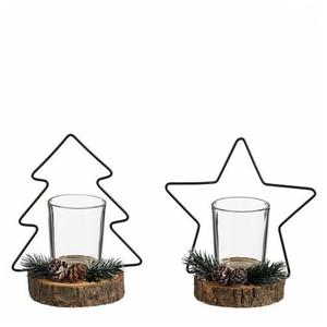 Kerst Theelichth.ster/boom 14*9*16cm