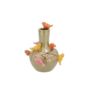 Bird Vase Pistache Tube 20x25cm Nm