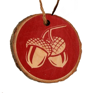 Hanger Acorn hout 6cm+16cm touw rood