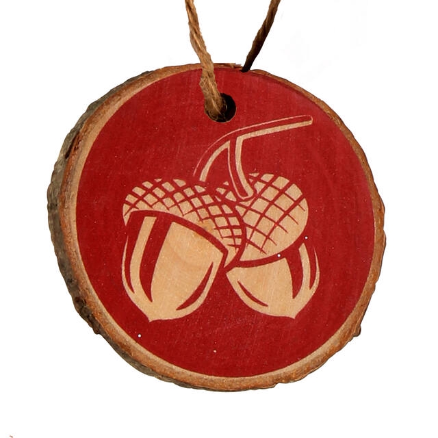 <h4>Hanger Acorn hout 6cm+16cm touw rood</h4>