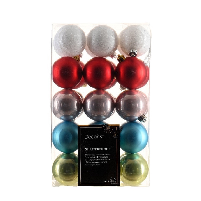 Christmas bauble Ball plastic  60mm x30 ass.