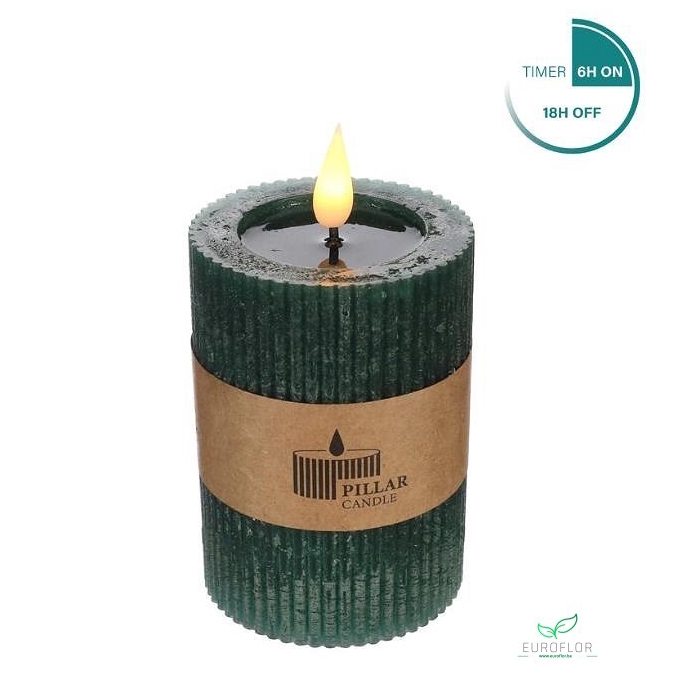 <h4>LED CANDLE D7 H10 WITH TIMER MOSS GREEN</h4>