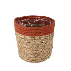 Basket Saga straw 21.5xH19cm terracotta