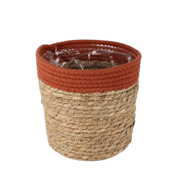 <h4>Basket Saga straw 21.5xH19cm terracotta</h4>