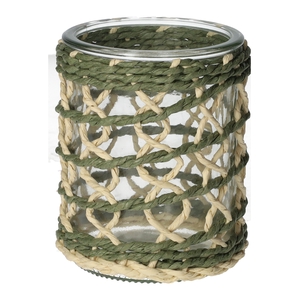 DF02-740482100 - Candle holder Vina d8/8.5xh10 green/natural