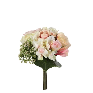 Artificial flowers Rosa/Hydrangea bouquet 22cm