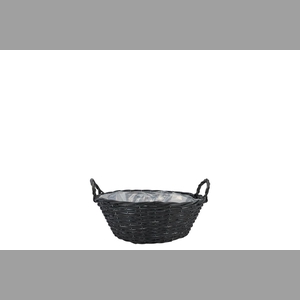 Wicker Basket Low With Ears Black Bowl 19x9cm