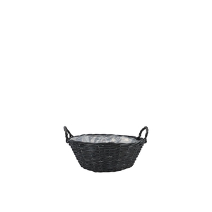 Wicker Basket Low With Ears Black Bowl 19x9cm