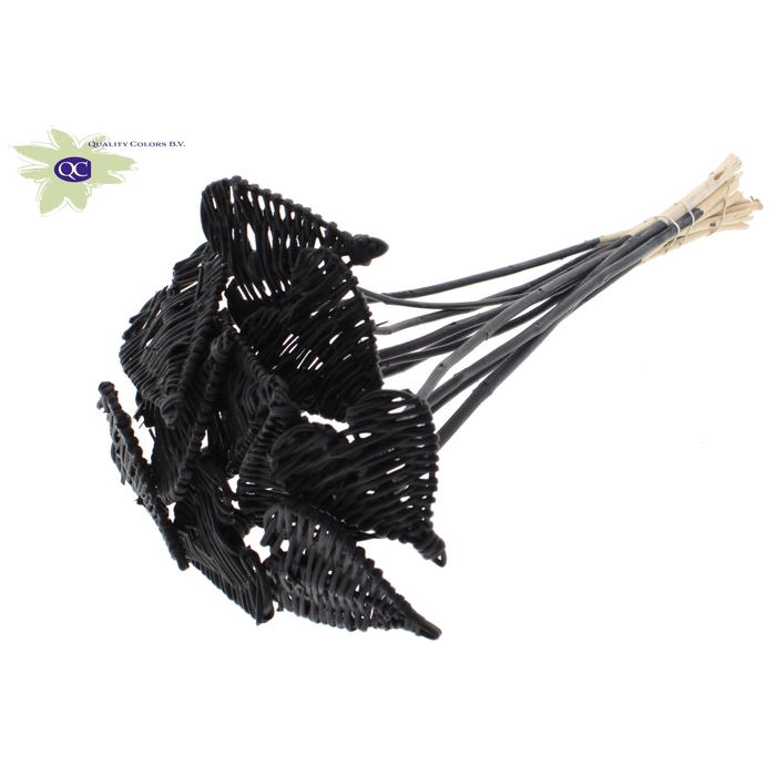 <h4>Lata Heart 8cm on stem Hat type Covered Black</h4>