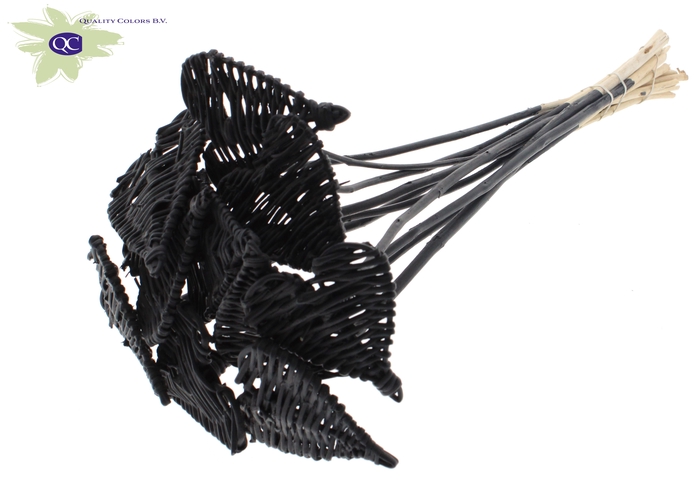 Lata Heart 8cm on stem Hat type Covered Black