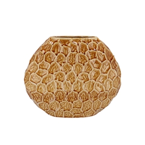 Inga Jada Brown Oval Vase Active Glaze Struct 32x12x26cm Nm