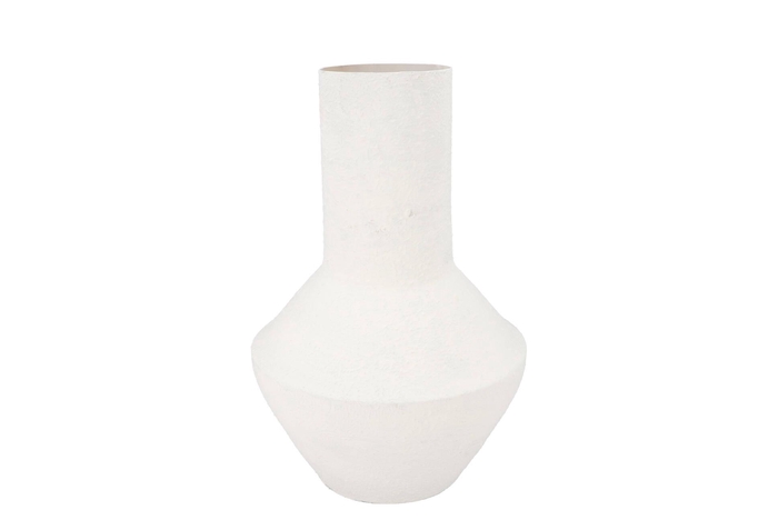 Fiore White Vase Neck Textured Iron 31x31x46cm