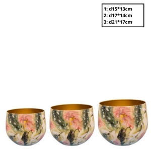 Metal Monstera pot S/3 d21*17cm