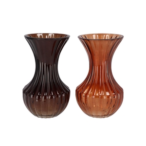 Taylor Brown Vase Cone Neck Ass 13x21cm