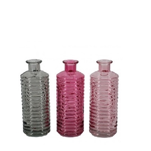 Glas Fles ribbed d06*16cm