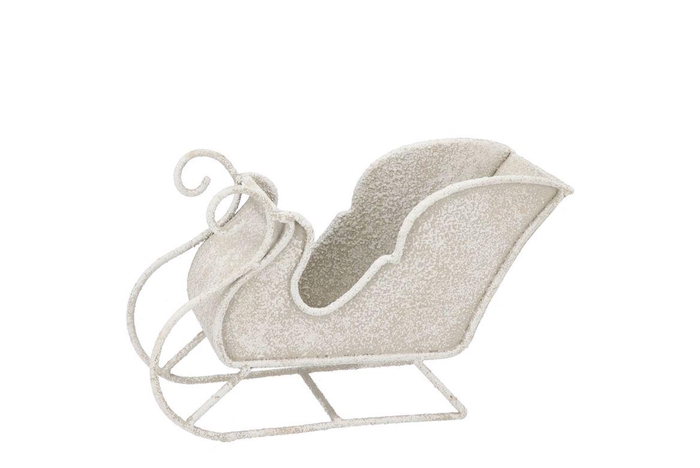 Kaya White Santa Sleigh Metal 24x9x15cm