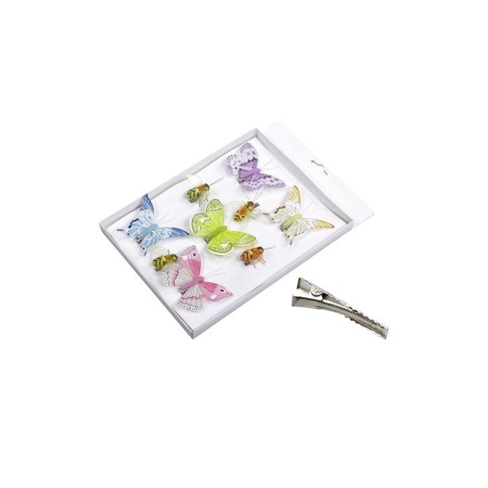 <h4>Voorjaar Vlinders/bij/clip 05/8cm x9</h4>