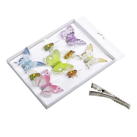 <h4>Spring Butterfly/bee/clip 05/8cm x9</h4>