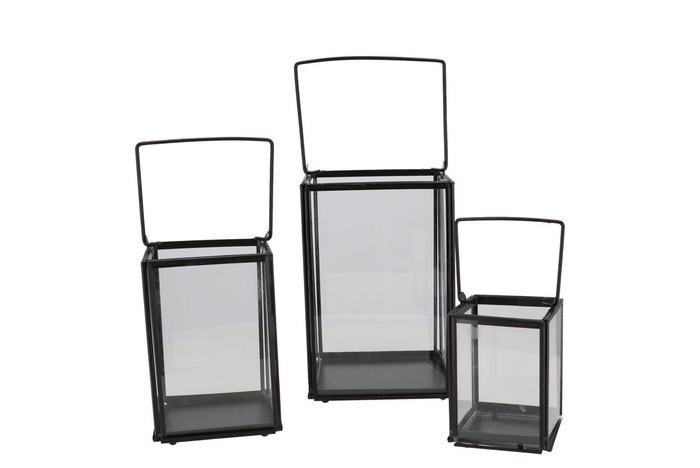 <h4>Lantern Black With Handle Set 3 25,5cm</h4>