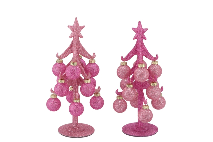 Sparkly Fuchsia/pink X-mas Tree Ass 8x20cm