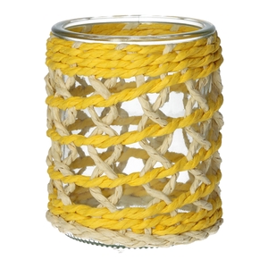 DF02-740484600 - Candle holder Vina d8/8.5xh10 yellow/natural