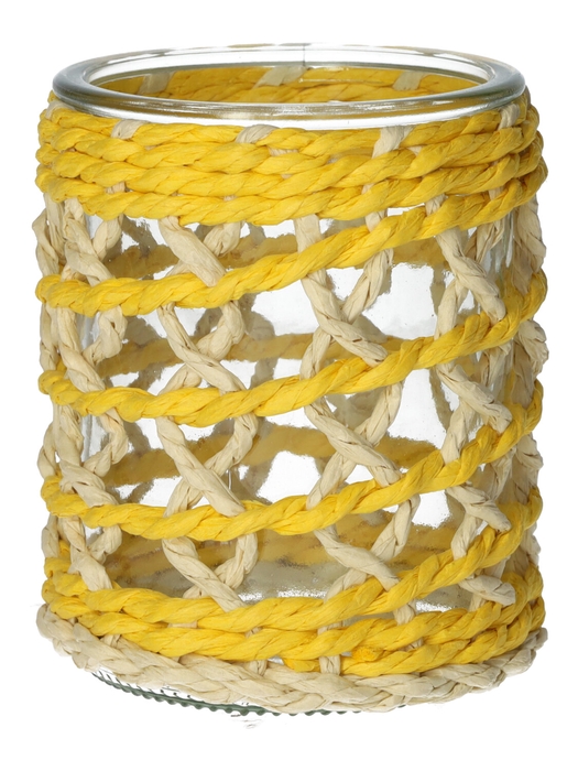 <h4>DF02-740484600 - Candle holder Vina d8/8.5xh10 yellow/natural</h4>