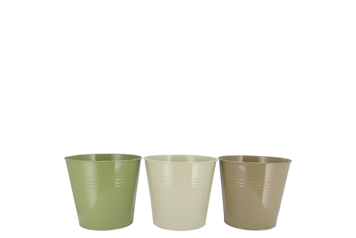 Zinc Summer Green Mix Bucket Basic Ass 15x14x11cm