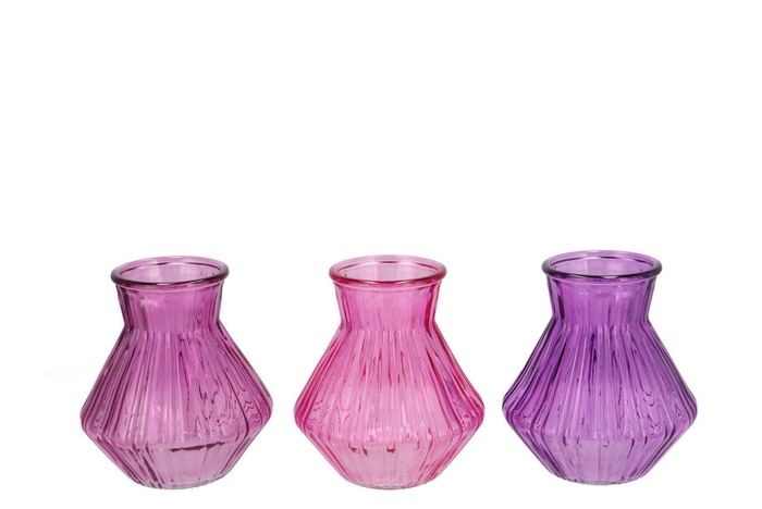 <h4>Roman Sky Purple Clear Mix Diamond Glass Vase Ass 15x17cm</h4>