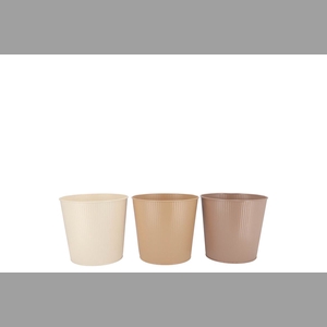 Zinc Natural Brown Mix Bucket Striped Ass 13x12x9cm
