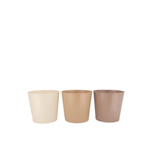 Zinc Natural Brown Mix Bucket Striped Ass 13x12x9cm