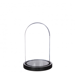 Glas Stolp+hout d12/14*22cm