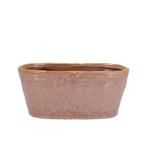 Iron Stone Old Pink Glazed Oval Pot 25x13x11cm Nm